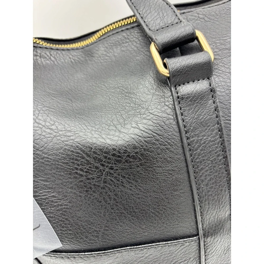 EMPERIA LOS ANGELES Black Vegan Leather Handbag NEW Bag Backpack Satchel Large